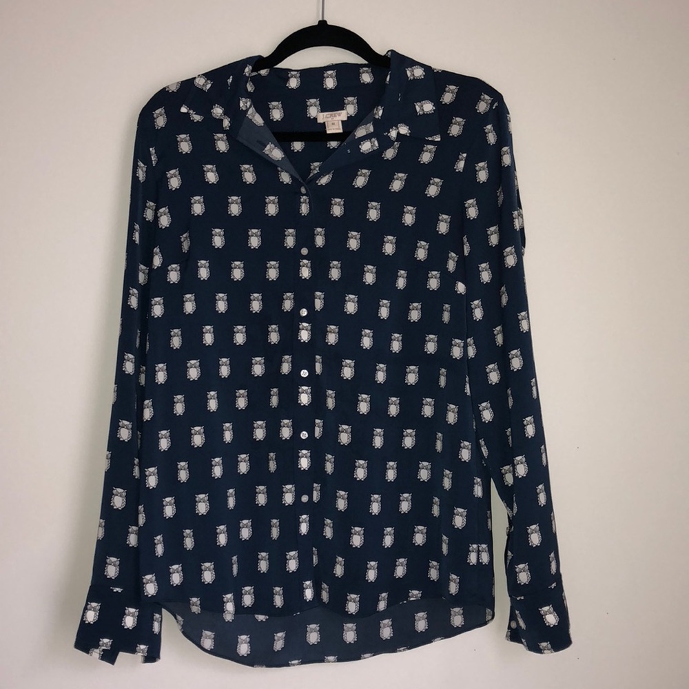 silly owl print button down